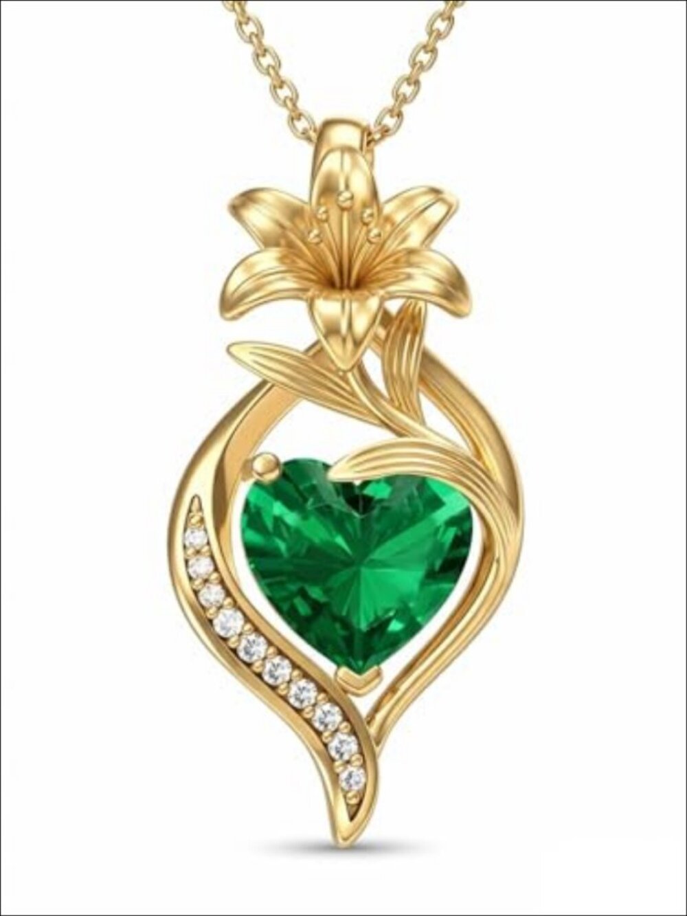 14K Gold Plated Birthstone Necklace Lily Pendant Birthday Gift for Women